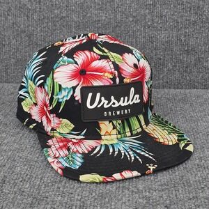 Ursula Brewery Hat Cap Snap Back Otto Adjustable Black Hawaiian Floral Beer Mens